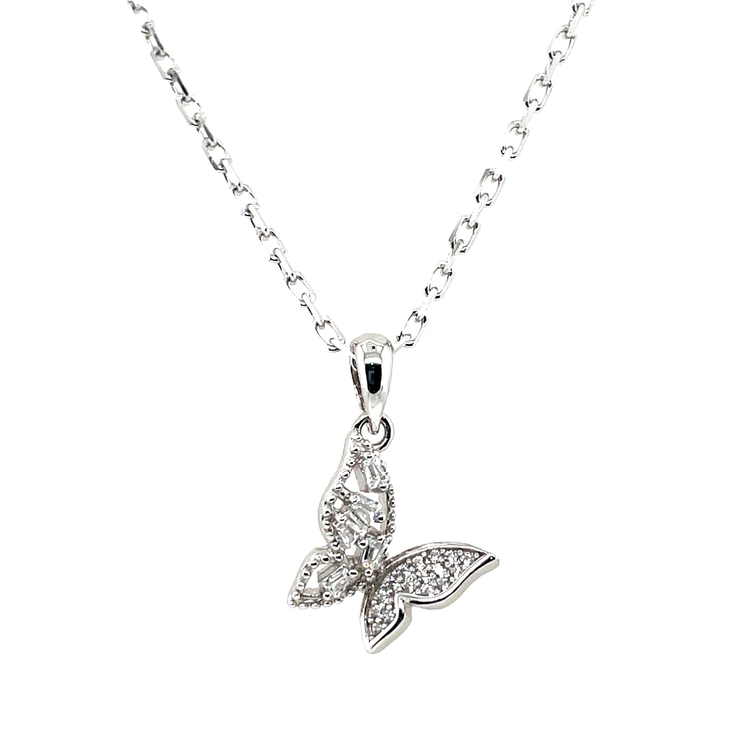 Sterling Silver CZ Butterfly Pendant SP5489