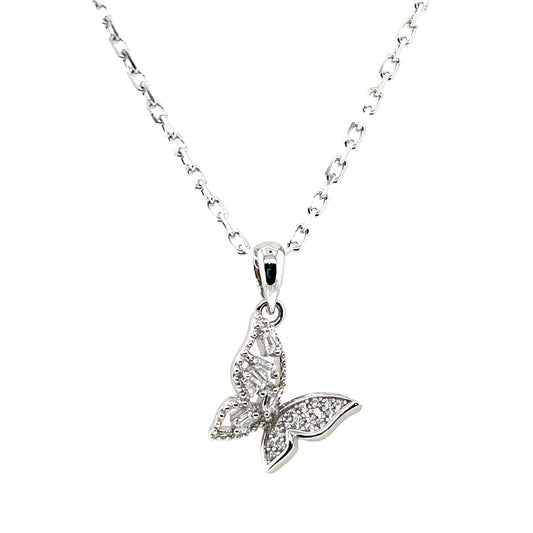 Sterling Silver CZ Butterfly Pendant SP5489