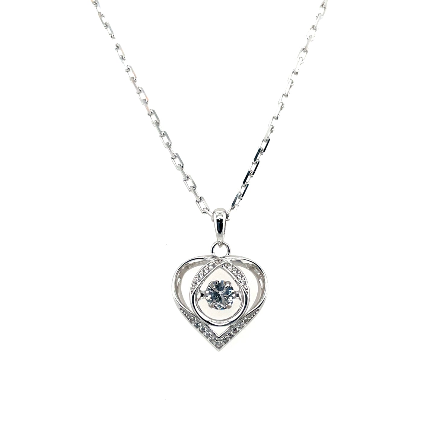 Sterling Silver Dancing CZ Heart Pendant SP5513