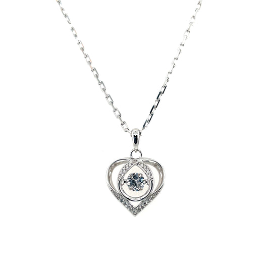 Sterling Silver Dancing CZ Heart Pendant SP5513