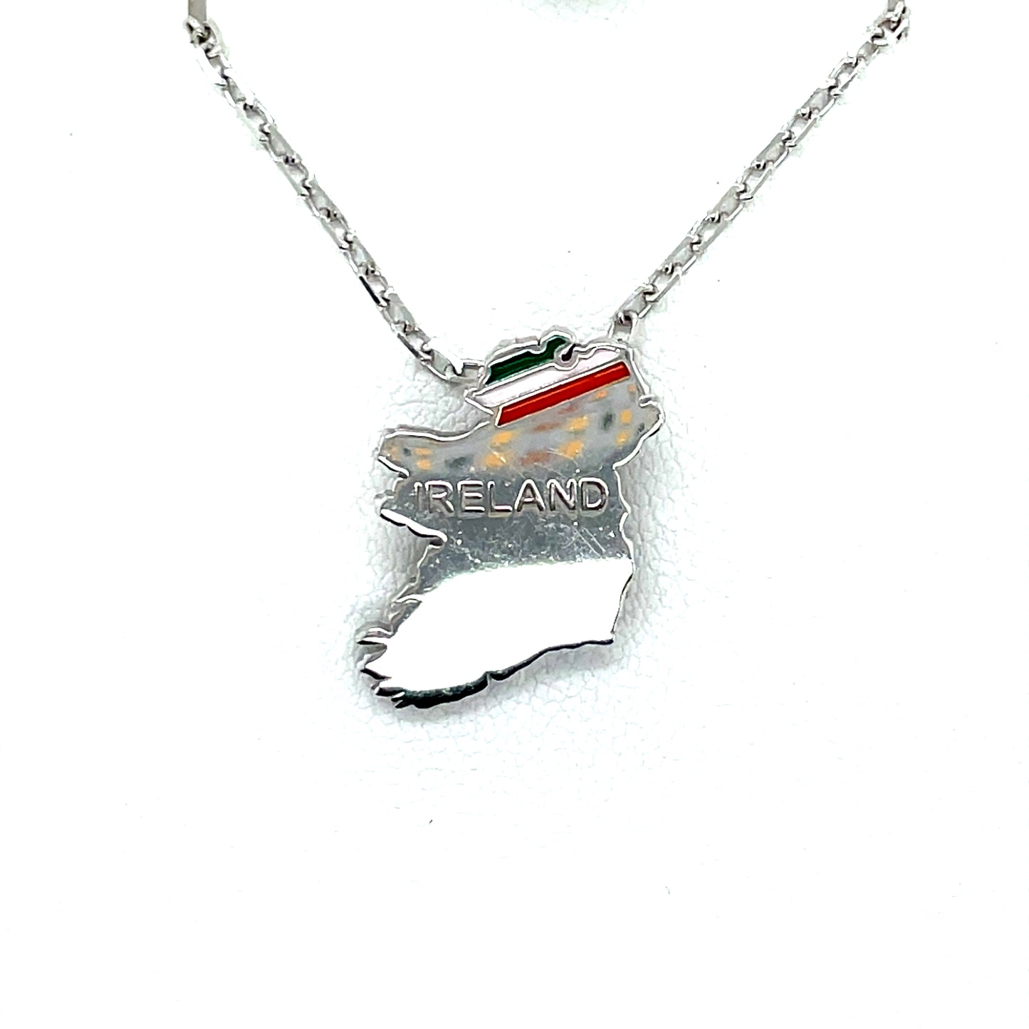 Sterling Silver Enamel Map of Ireland Pendant SP551
