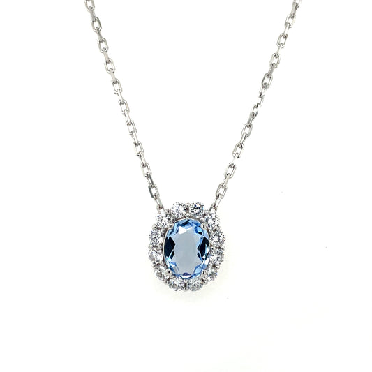 Sterling Silver Aqua CZ Cluster Pendant SP5566/AQ