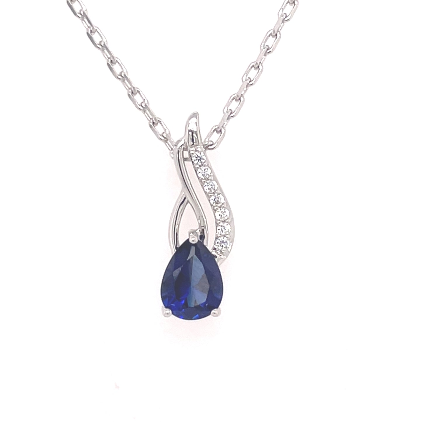 Sterling Silver Sapphire CZ Swirl Pendant SP5630/S