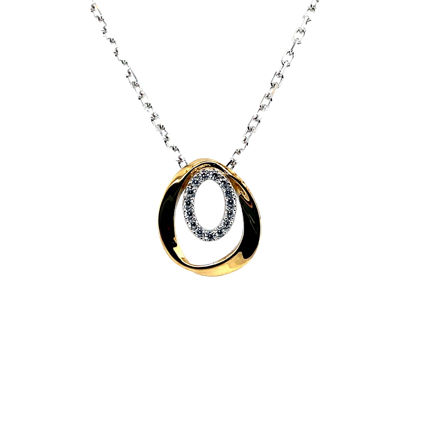 Gold-plated Silver CZ Ovals Pendant SP5654