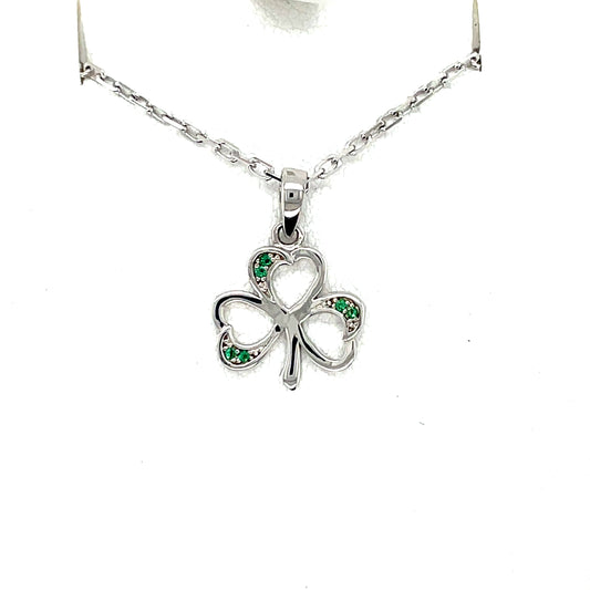 Sterling Silver Green CZ Shamrock Pendant SP580/AG