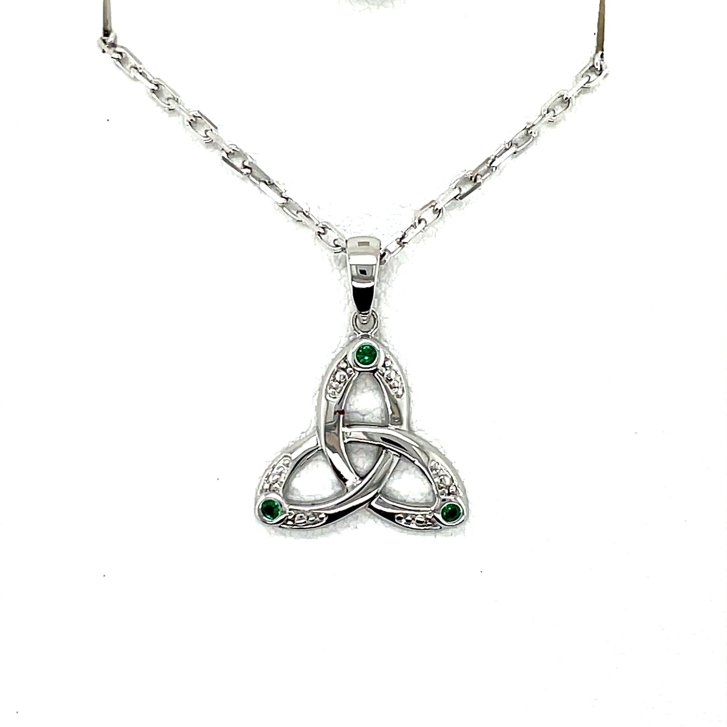 Sterling Silver Green CZ Trinity Knot Pendant SP581/AG