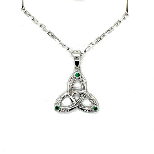 Sterling Silver Green CZ Trinity Knot Pendant SP581/AG