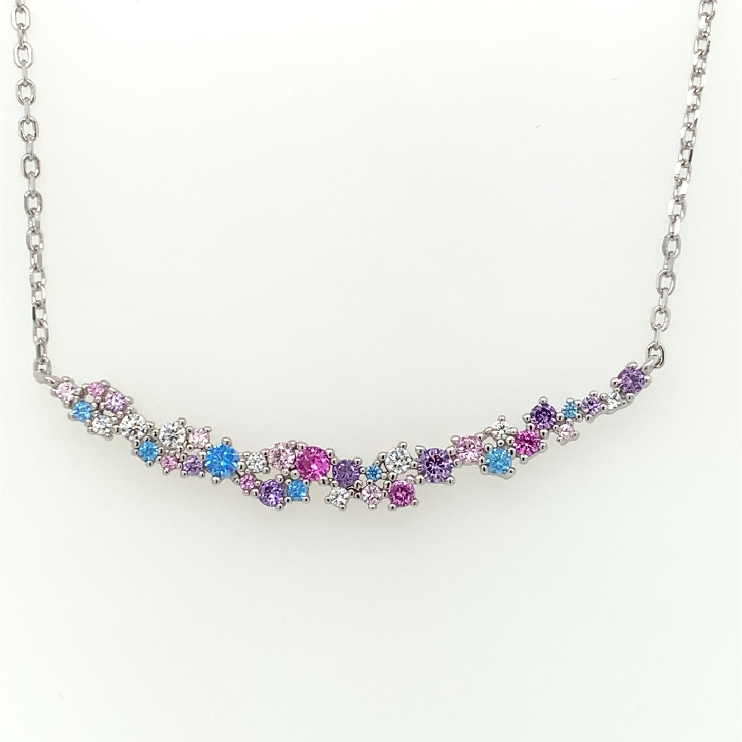 Sterling Silver Multicolour CZ Sparkle Necklet