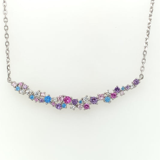 Sterling Silver Multicolour CZ Sparkle Necklet SP5850/MC