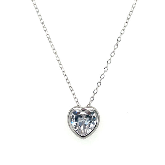 Sterling Silver CZ Heart Slider Pendant SP5875