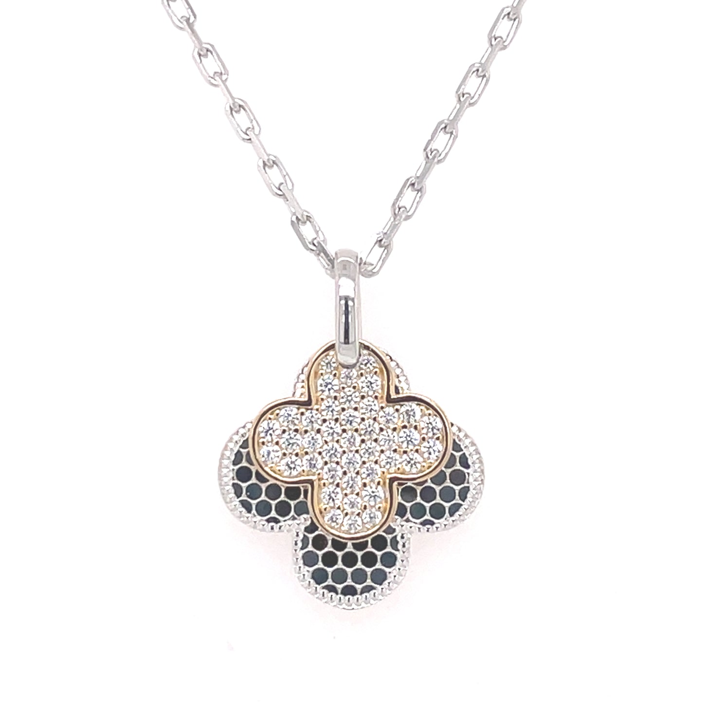 Sterling Silver CZ Gold-plated Quatrefoil Pendant SP5915/G