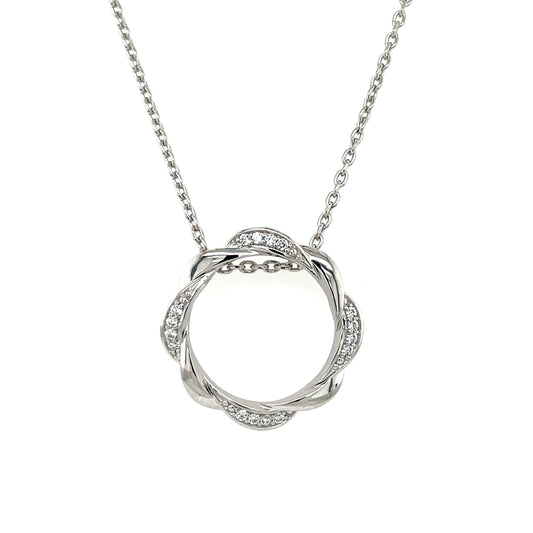 Sterling Silver CZ Twisted Circle Pendant SP5928