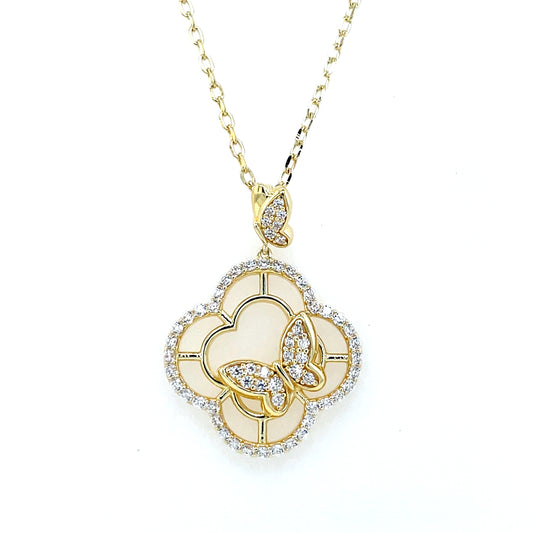 Sterling Silver Gold-plated CZ Butterfly Pendant SP5938