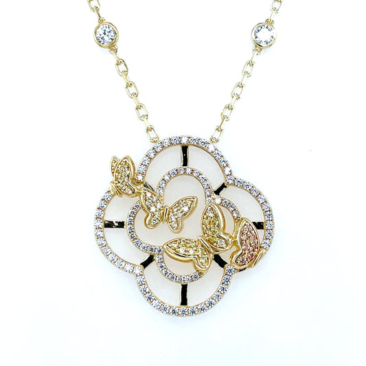 Sterling Silver Gold-plated CZ Butterfly Pendant SP5939