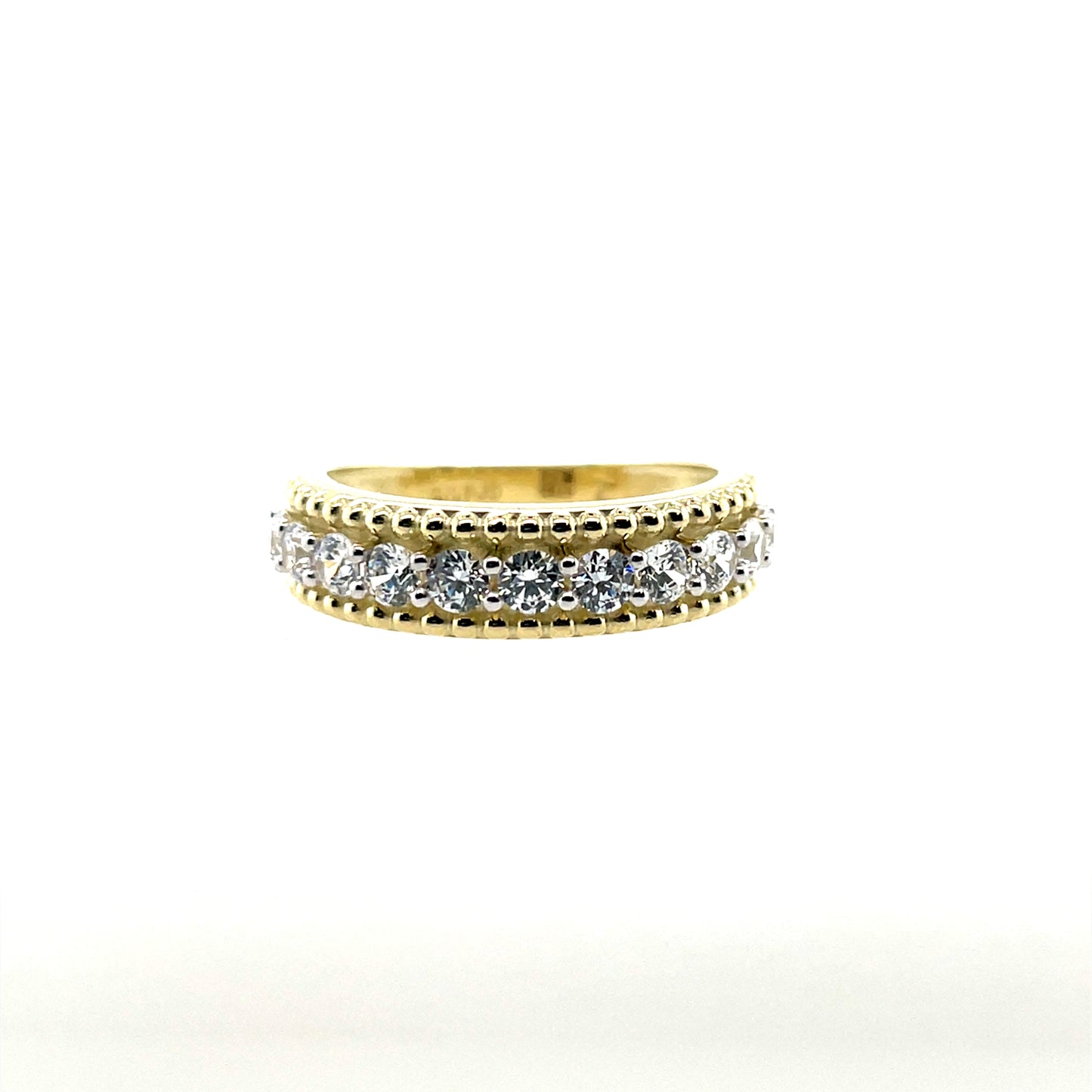 9ct Gold Beaded Edge CZ Eternity Ring GRA129