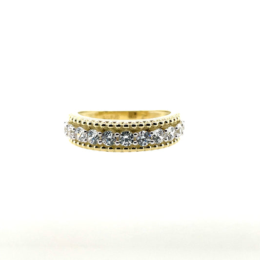 9ct Gold Beaded Edge CZ Eternity Ring GRA129