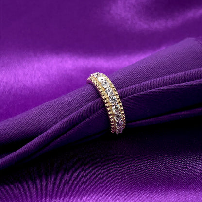 9ct Gold Beaded Edge CZ Eternity Ring GRA129
