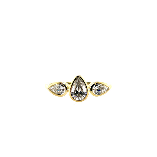9ct Gold Three Pear CZ Ring GRZ368