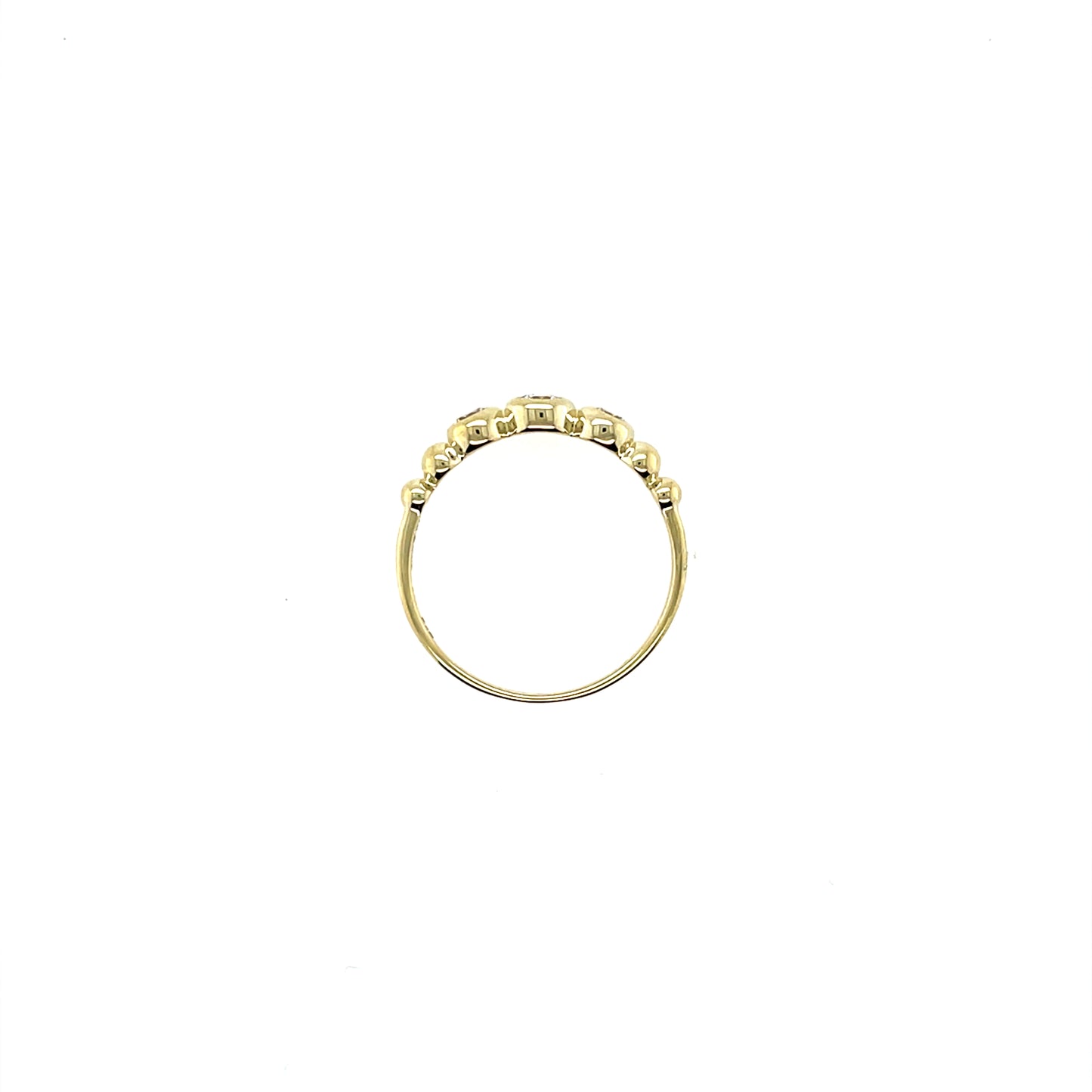 9ct Gold Three CZ & Bead Ring GRZ369