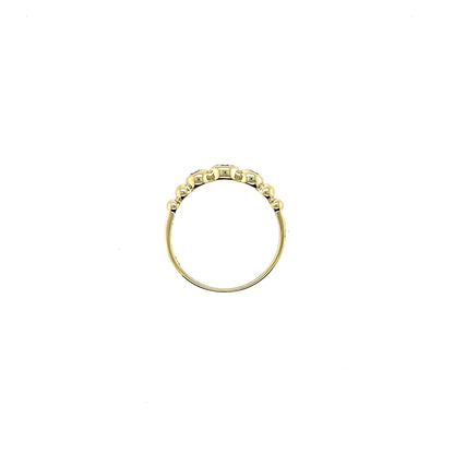 9ct Gold Three CZ & Bead Ring GRZ369