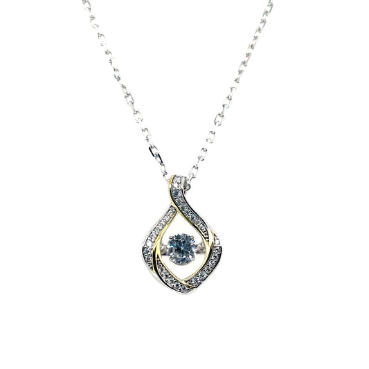 Sterling Silver Dancing CZ Twist Pendant SP5947