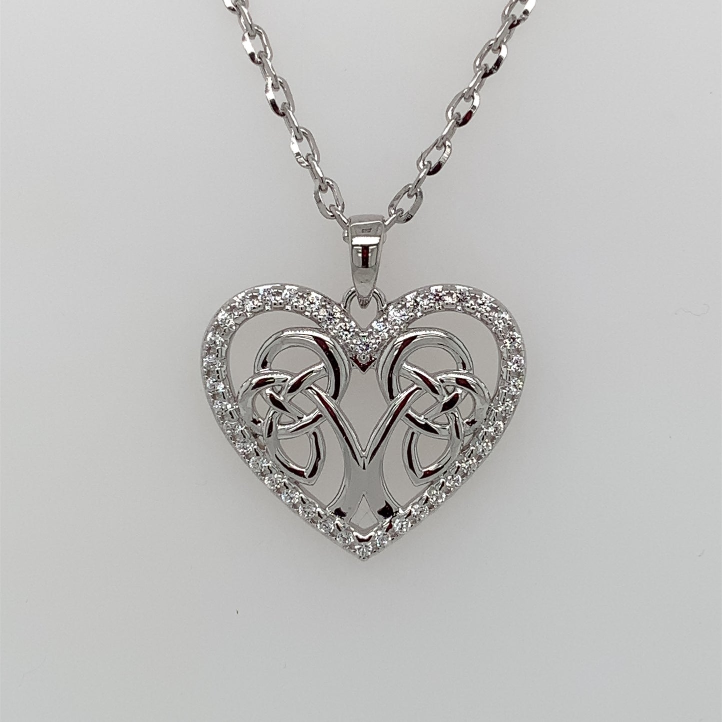 Sterling Silver CZ Celtic Heart Pendant SP595