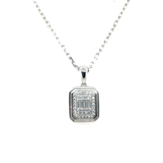 Sterling Silver CZ Baguette Cluster Pendant SP5968