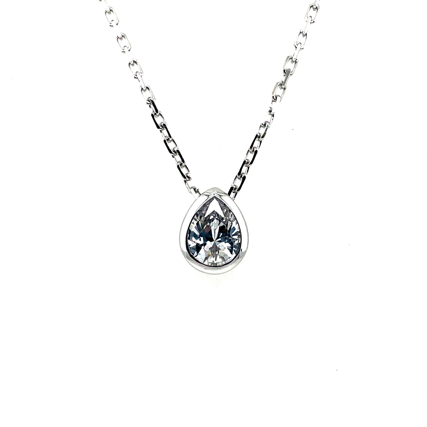 Sterling Silver Pear CZ Slider Pendant SP5972