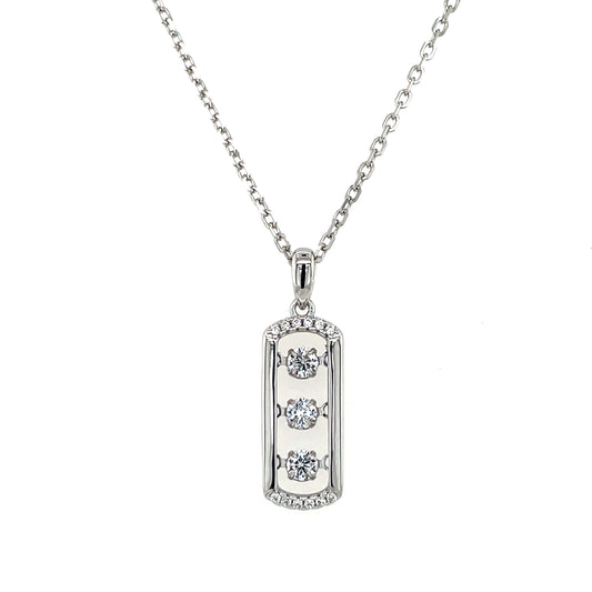 Sterling Silver Oblong Dancing CZ Pendant SP5992