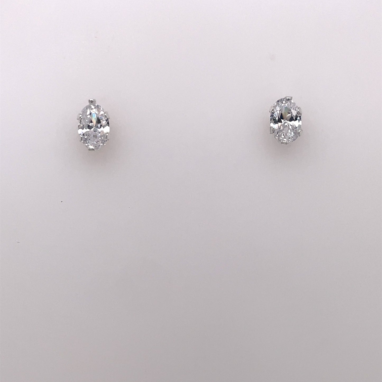 Silver CZ Oval Stud Earrings 627