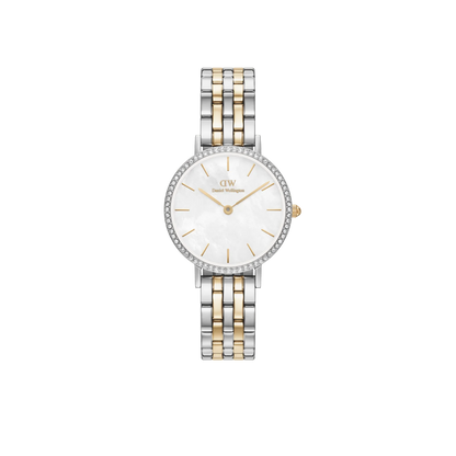 Daniel Wellington Petite Lumine Bezel 5-Link Two-Tone MOP Silver DW00100665