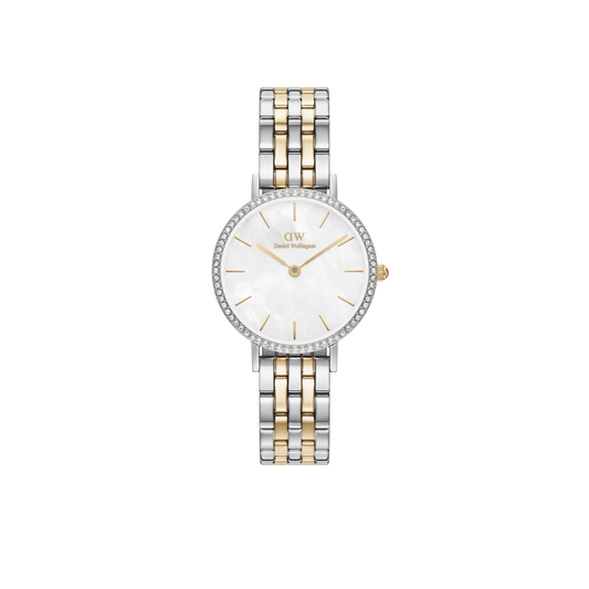 Daniel Wellington Petite Lumine Bezel 5-Link Two-Tone MOP Silver DW00100665