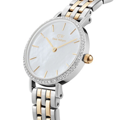 Daniel Wellington Petite Lumine Bezel 5-Link Two-Tone MOP Silver DW00100665