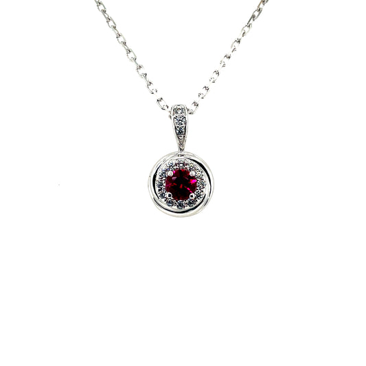 Sterling Silver Ruby CZ Halo Pendant SP6710/R