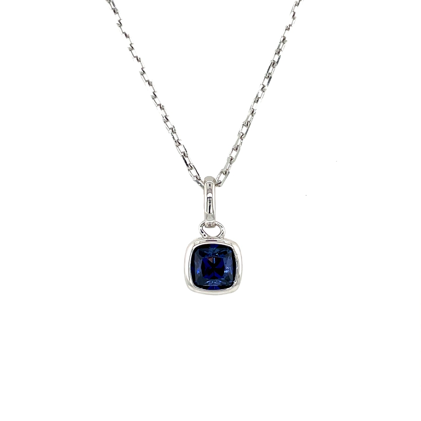 Sterling Silver Tanzanite CZ Rubover Pendant SP6711/TZ