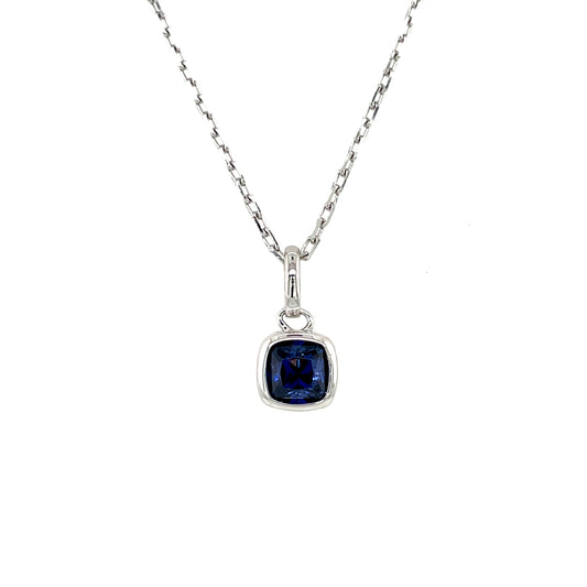 Sterling Silver Tanzanite CZ Rubover Pendant SP6711/TZ