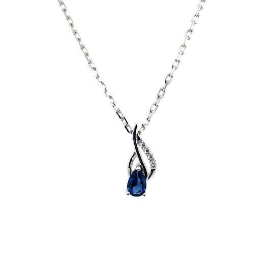 Sterling Silver Sapphire Blue CZ Pendant SP6713/S