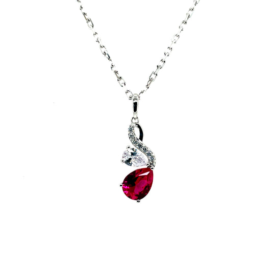 Sterling Silver Ruby CZ Teardrop Pendant SP6736/R