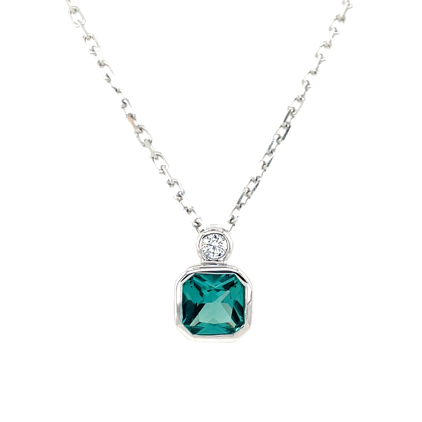 Sterling Silver Teal CZ Pendant SP6746/GT