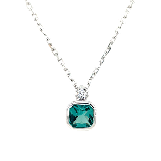 Sterling Silver Teal CZ Pendant SP6746/GT