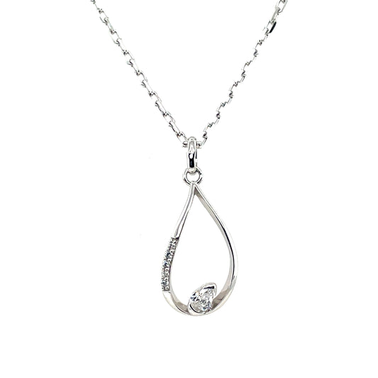 Sterling Silver CZ Teardrop Necklace SP6757