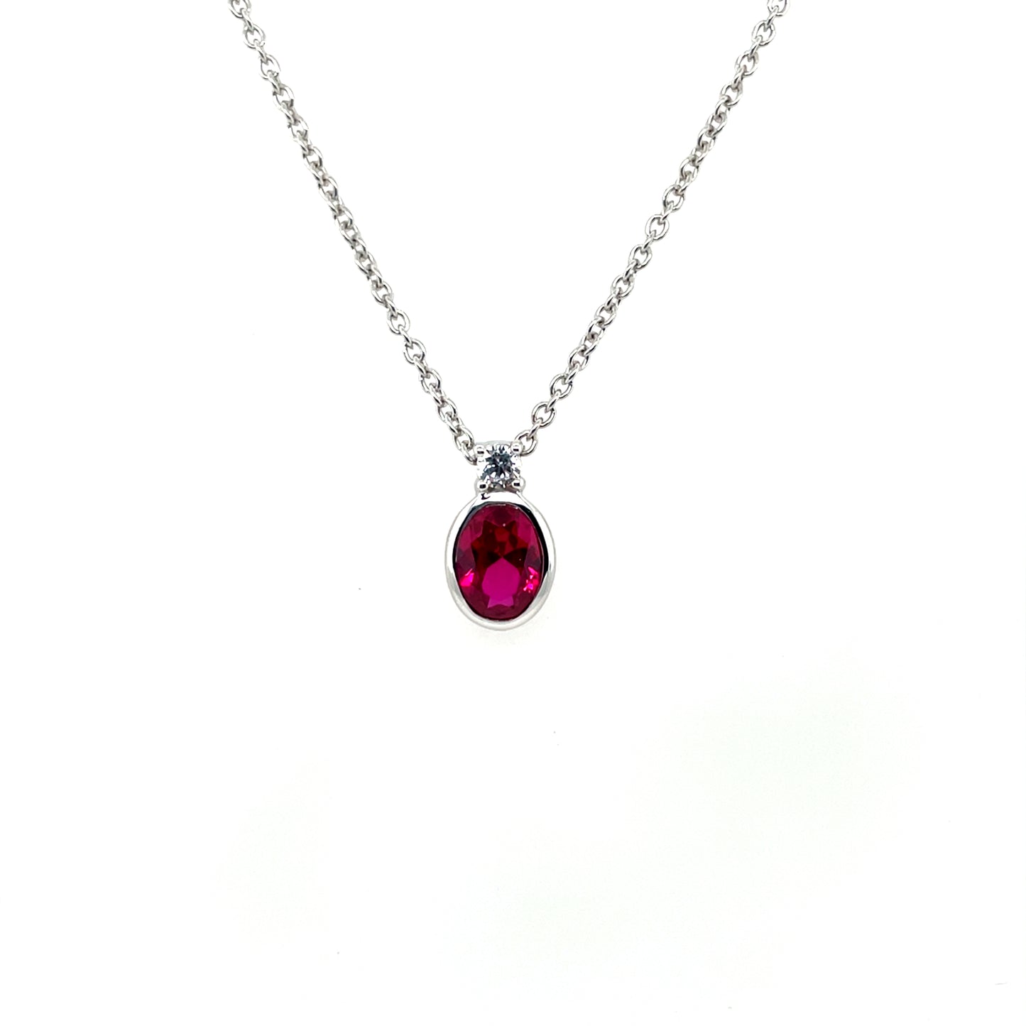 Sterling Silver Ruby CZ Rubover Pendant SP6761/R