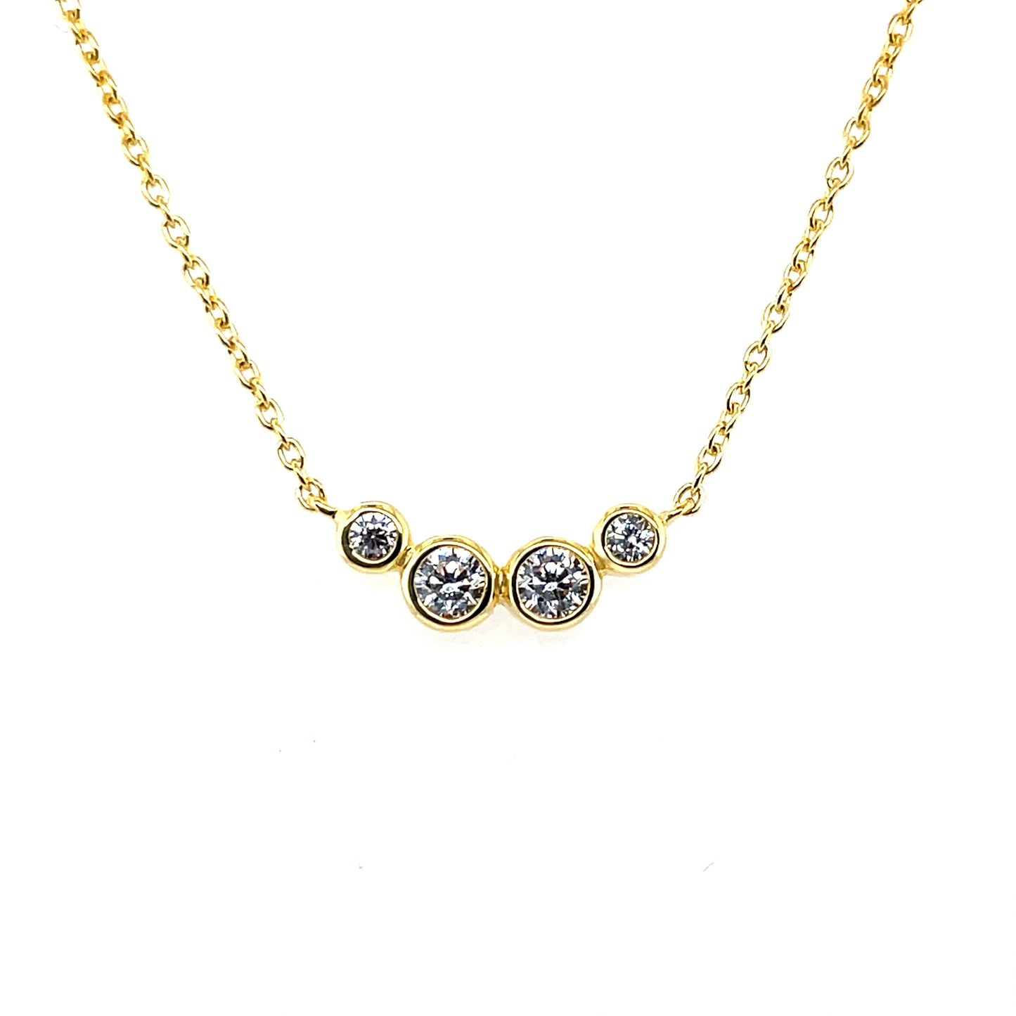 Silver Gold-plated CZ Crescent Necklace SP6782/G