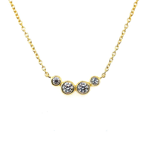 Silver Gold-plated CZ Crescent Necklace SP6782/G