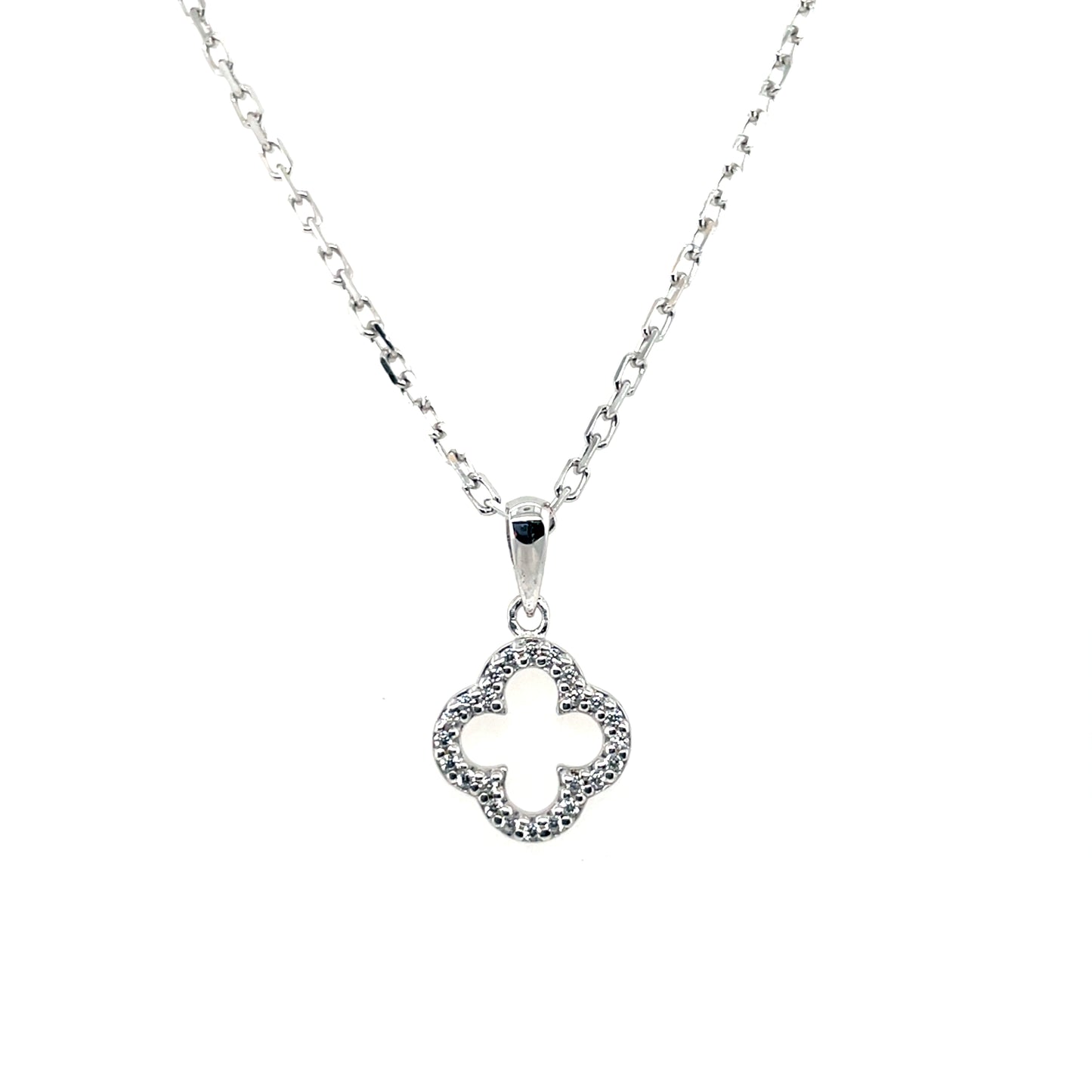 Sterling Silver CZ Quatrefoil Pendant SP6784