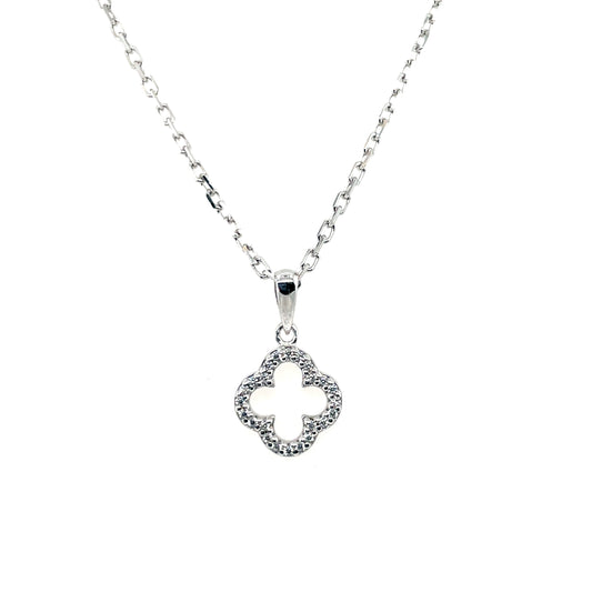 Sterling Silver CZ Quatrefoil Pendant SP6784