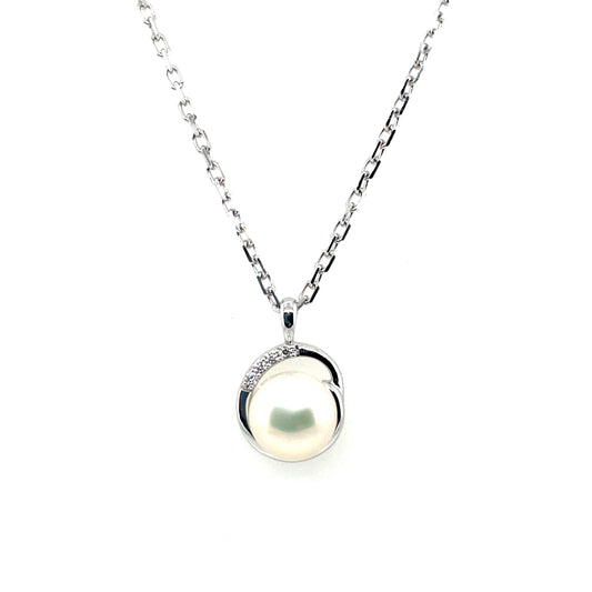 Sterling Silver CZ Freshwater Pearl Pendant SP6789