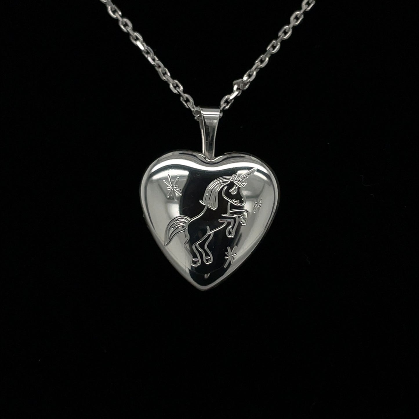 Sterling Silver Unicorn Heart Locket 702