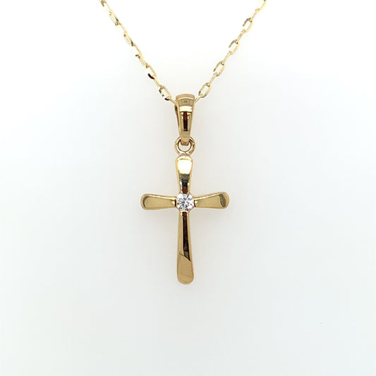 9ct Yellow Gold Small CZ Cross GPZ418