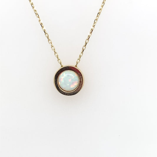 9ct Gold Created Opal Rubover Pendant GPL45